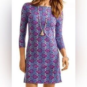 Vineyard Vines tropical fish print stretch sheath dress 3/4 sleeve small